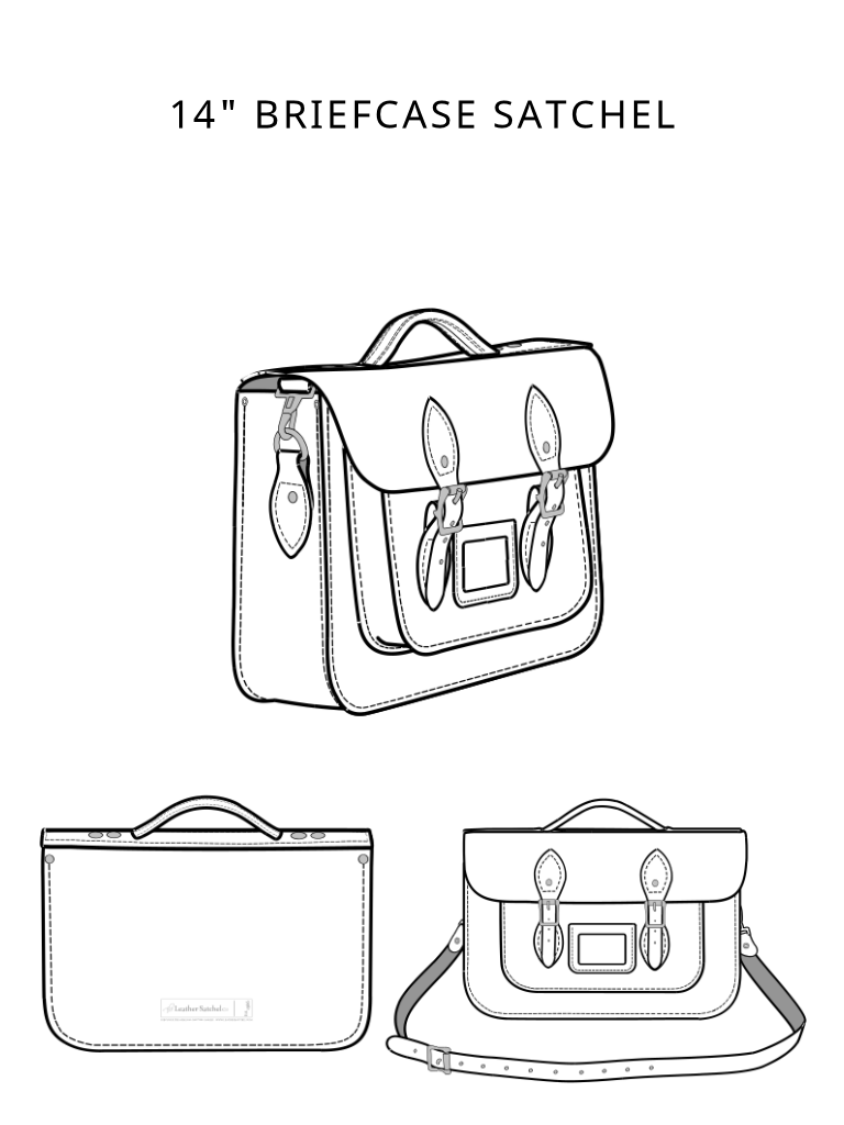 Sketch of a 14-inch Briefcase Satchel