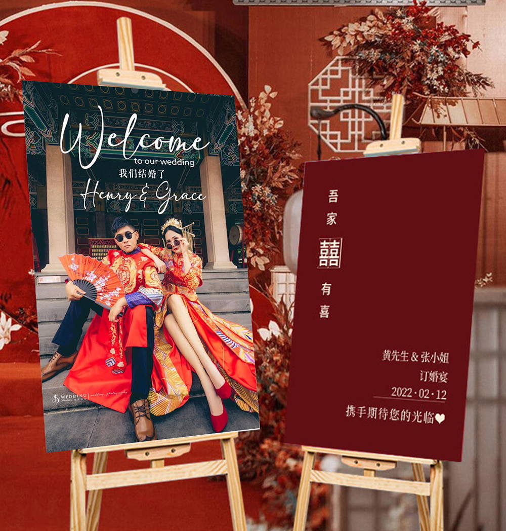 acrylic welcome wedding sign with stand