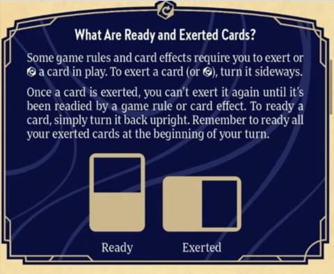Complete explanation of ready and exerted cards and their role in Disney's Lorcana: The First Chapter. 