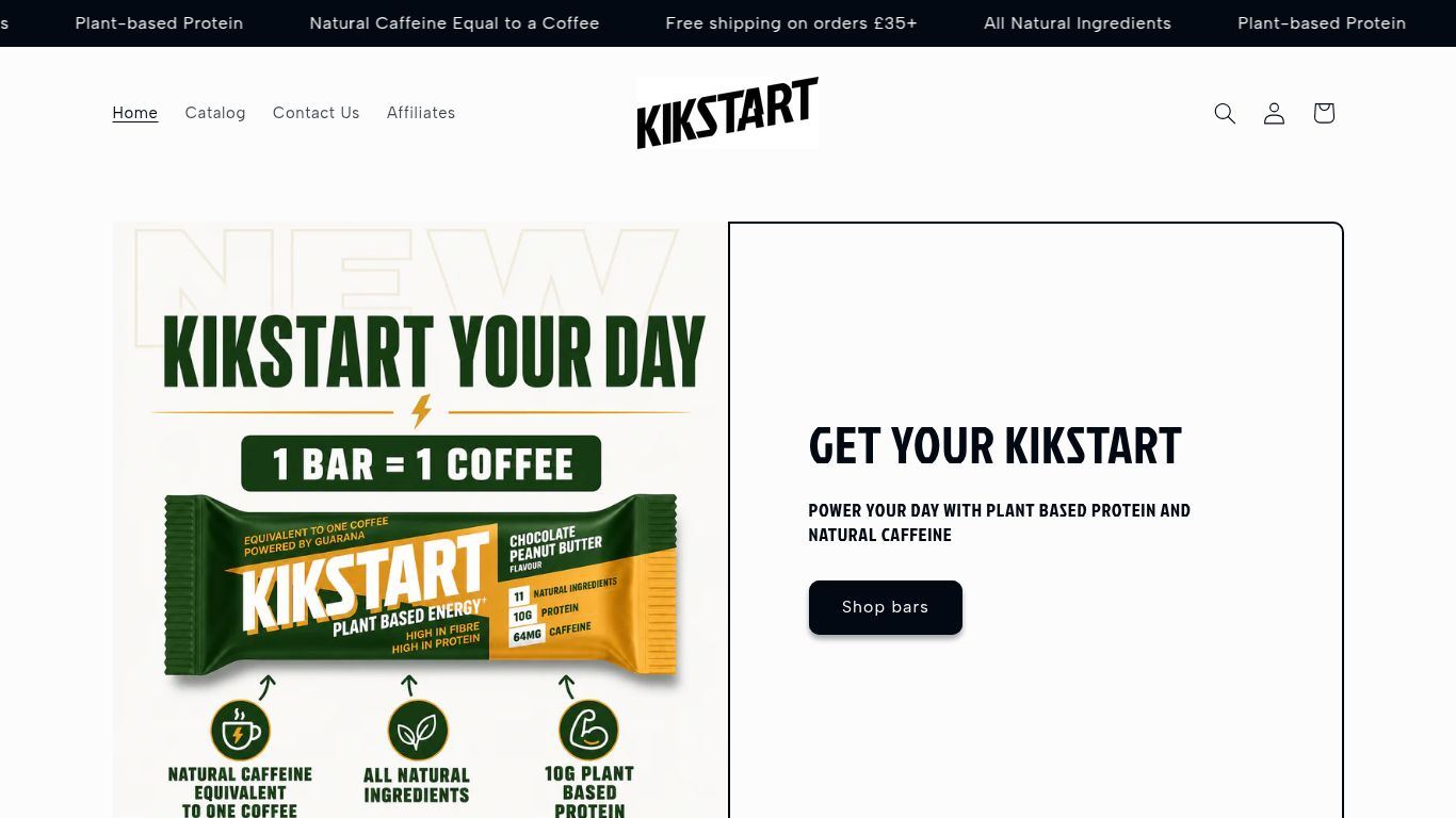 KIKSTART: Plant-Based Protein Bars with Caffeine