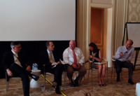 Kevin Carroll, Arthur Laby, Don Trone, Marilyn Mohrman-Gillis and Skip Schweiss seek common ground in the closing panel discussion.