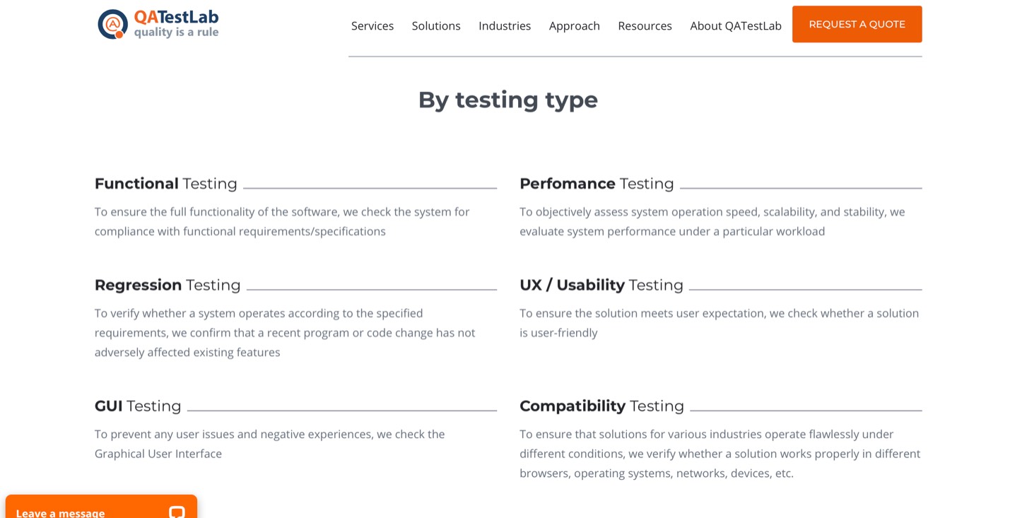 QATestLab product / service