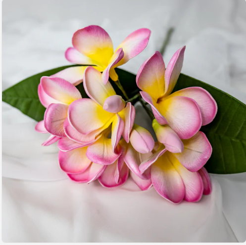 Classic Pink Frangipani Bunch - Realistic Artificial Flowers - Image 3