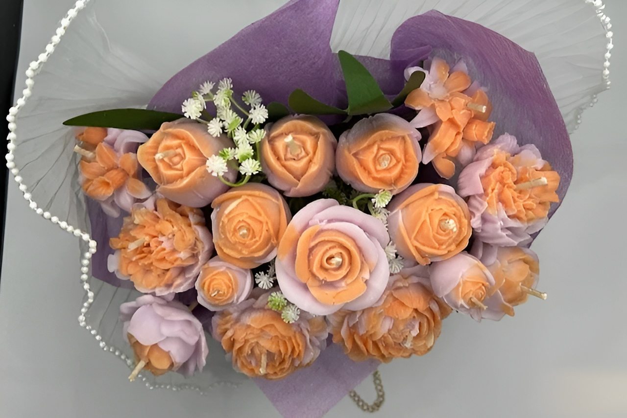 Passionfruit Papaya Candle/Melt Handbag Flower Bouquet - Image 2