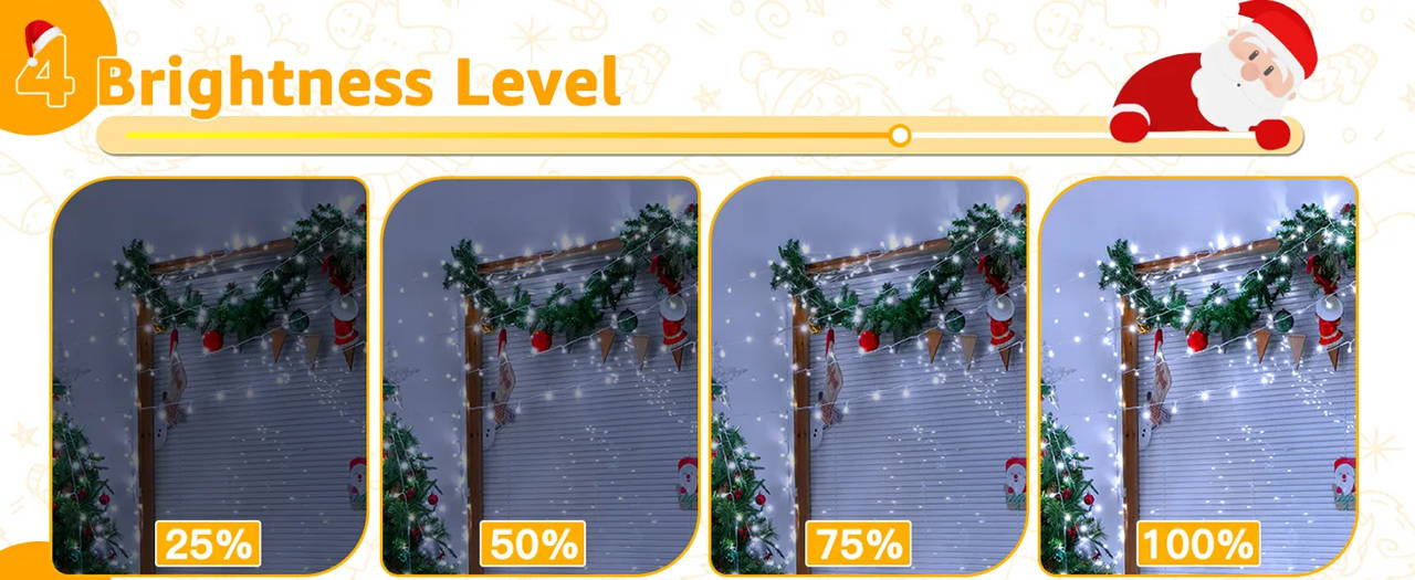 Features of Ollny's 800 leds clear cable cool white string lights - desktop size