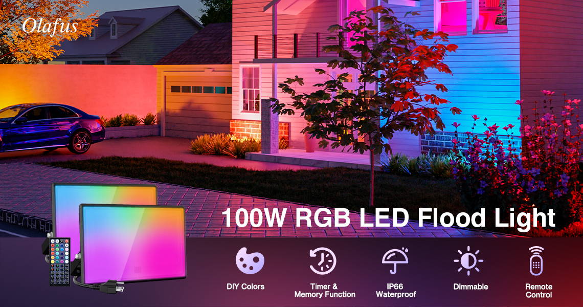 100W Multi Colorful RGB Flood LIghts