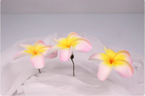 Soft Pink and Yellow Frangipani Real Touch (6 Pack) - Realistic Artificial Flowers - Image 5