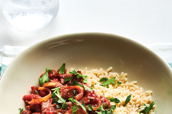Boeuf sauté aux olives et aux tomates