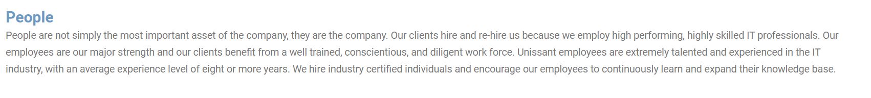 Unissant product / service