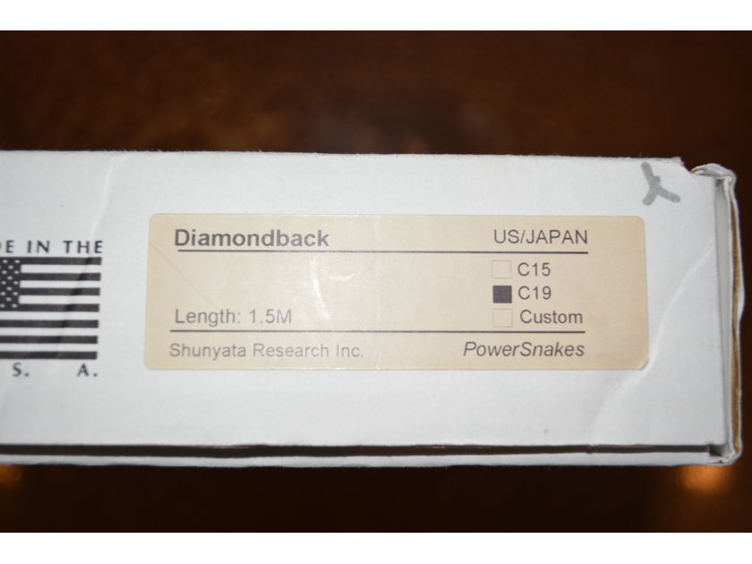 Shunyata Research Diamondback - 1.5M - 20A - C19 Power Cord