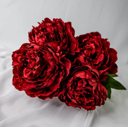 Burgundy Peony Soft Touch Bloom - Realistic Artificial Flowers - Image 2