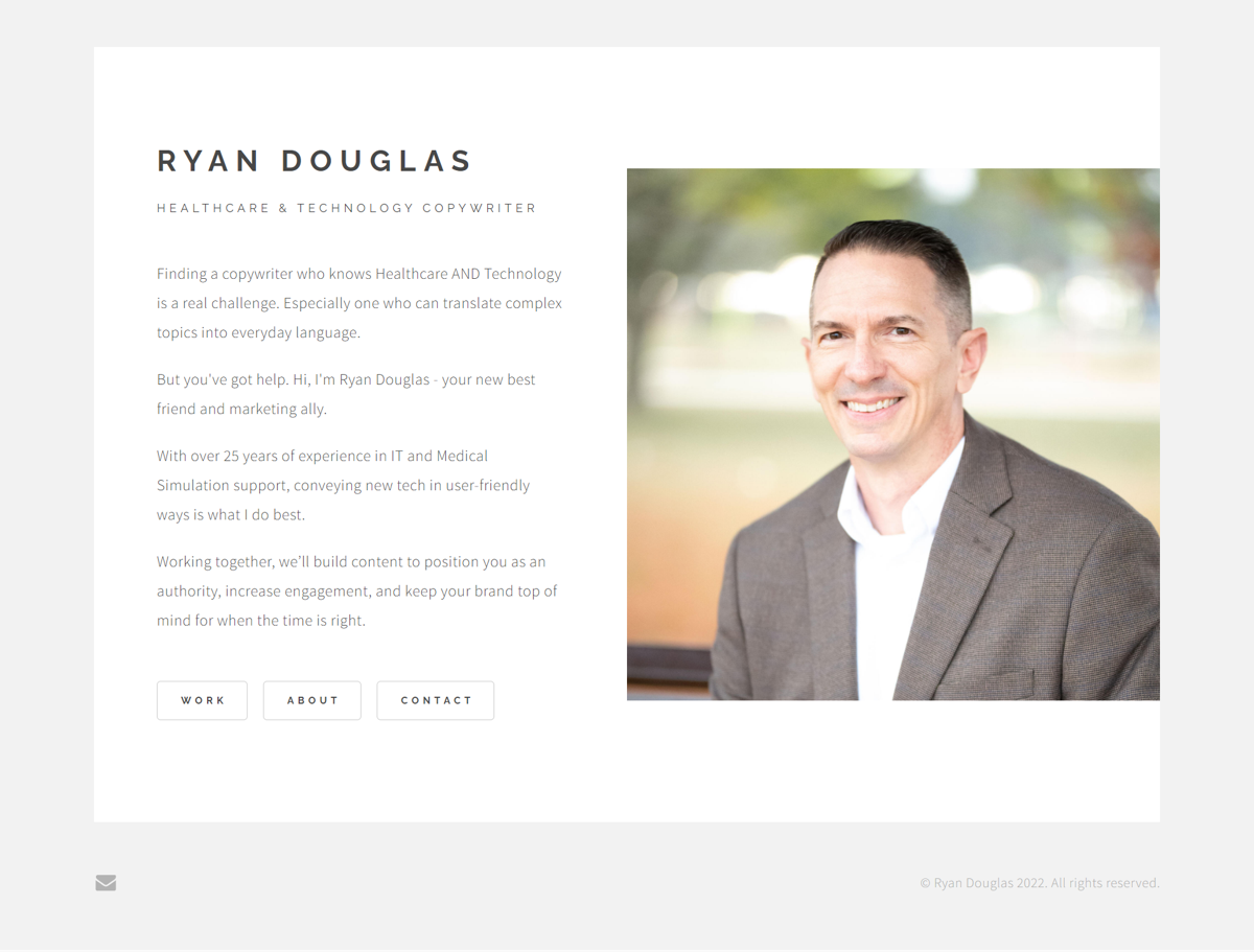 Screenshot of Austin Copywriting, from the copywriting portfolios collection.