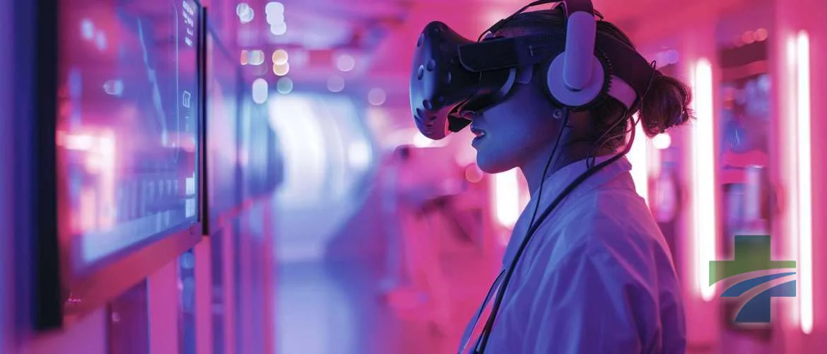 Healthcare professional utilizing virtual reality for training and education