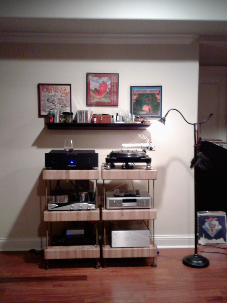 DIY Rack-Butcher Block w/threaded brass rods