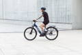 Cyclist on his Shimano electric bike (