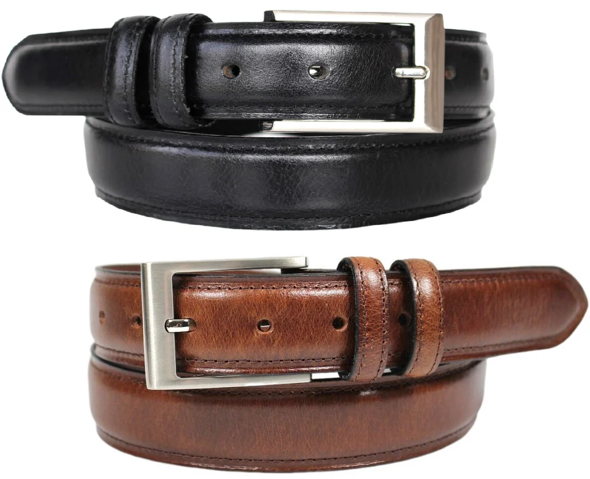 Full Grain Leather Belt. Brown with Silver Nickle Buckle. Style No 43019 35 MM