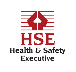 Logo of the Health & Safety Executive (HSE) featuring a red abstract design above the words “HSE Health & Safety Executive” in bold red and black text on a white background.