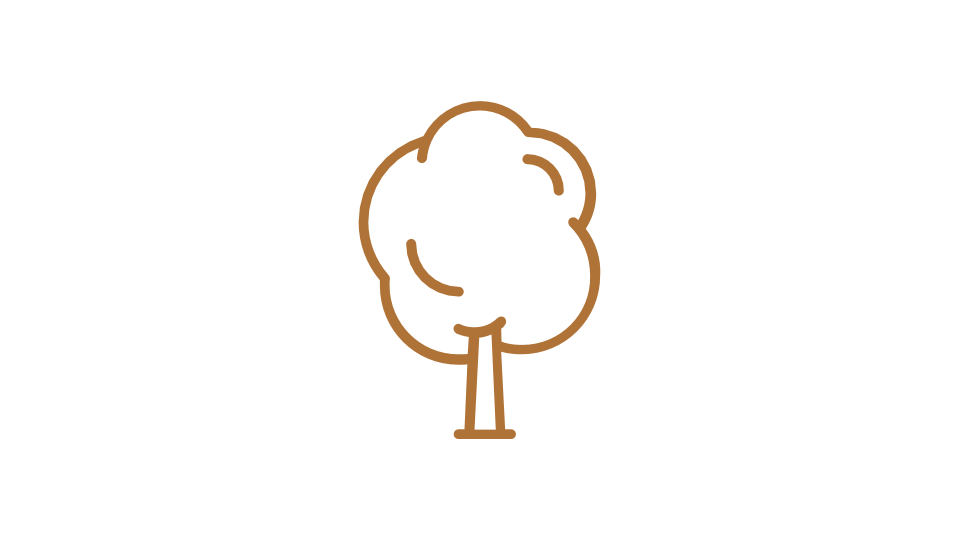 Orange image of a tree - icon style