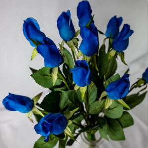 Deep Blue Real Touch Bud Rose - Realistic Artificial Flowers