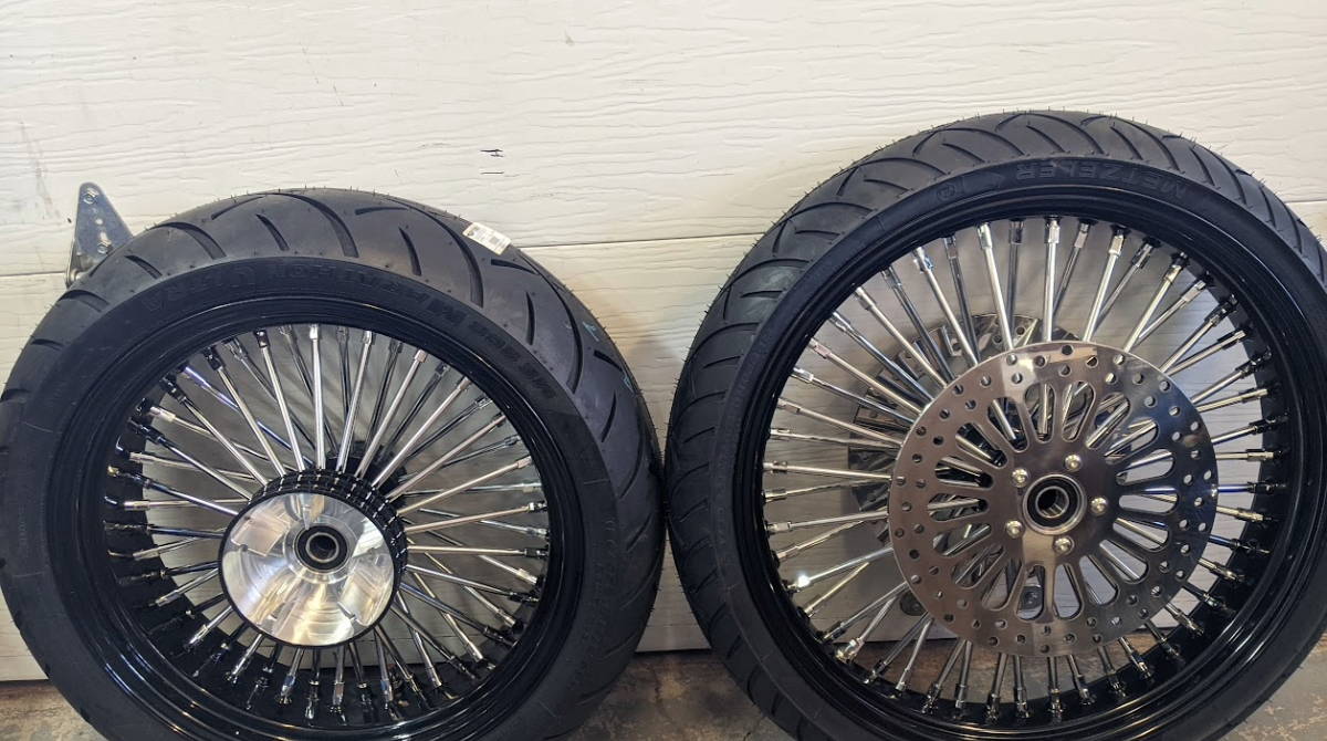Havoc Motorcycles Black and Chrome King Spoke Wheels
