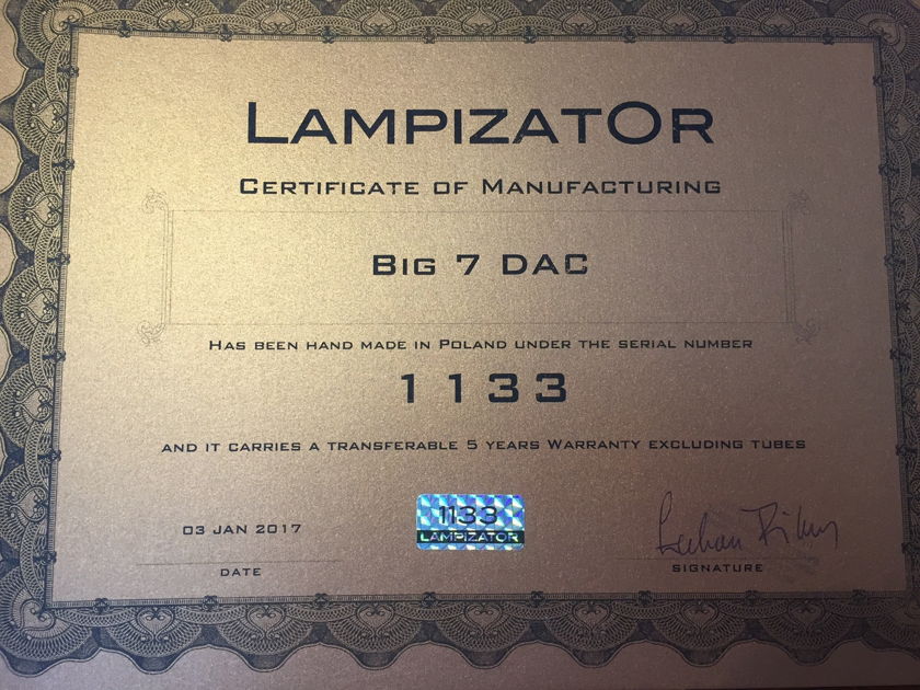 Lampizator  Big 7 DHT DAC, R2R and Superclock Upgrades , DSD, 2 Months Old - Lots of Tubes