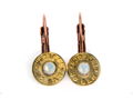 .40 Caliber Bullet and White Opal Earrings