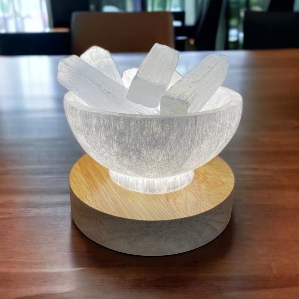 Selenite Bowl - Selenite Crystals Stick Includes LED Base