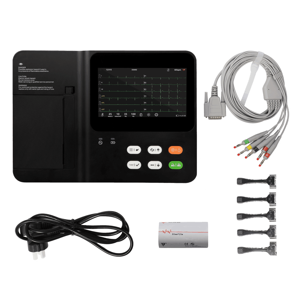 Nous fournissons aux utilisateurs une boîte d'accessoires qui comprend des accessoires pour faire fonctionner l'unité vétérinaire ECG.