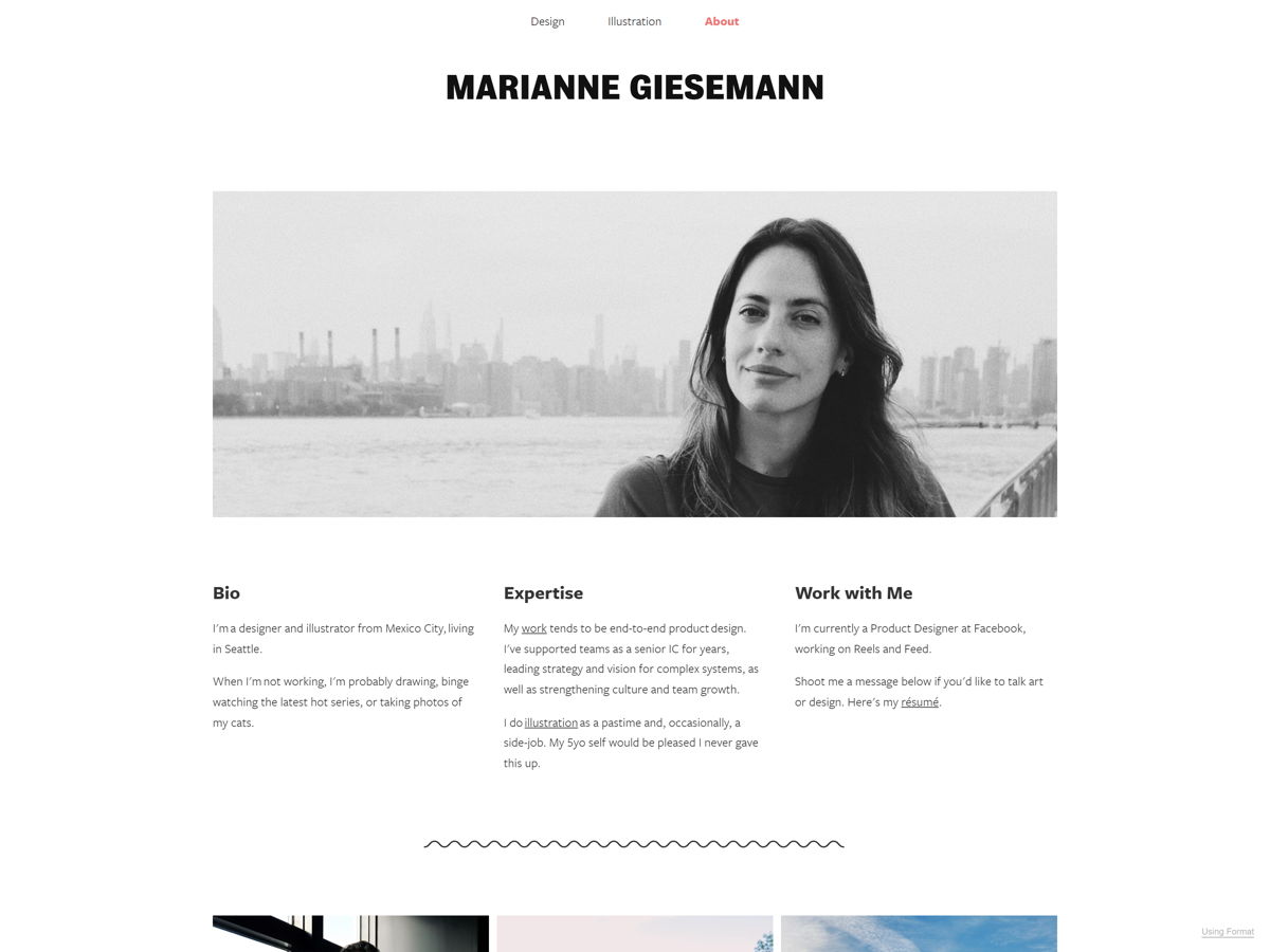 Screenshot of Marianne Giesemann, from the art portfolios collection.