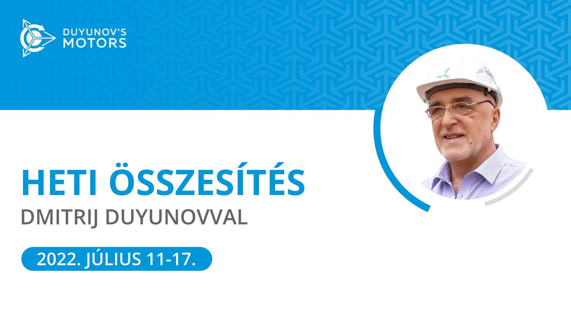 Heti összesítés a „Duyunov Motorok" projektben
