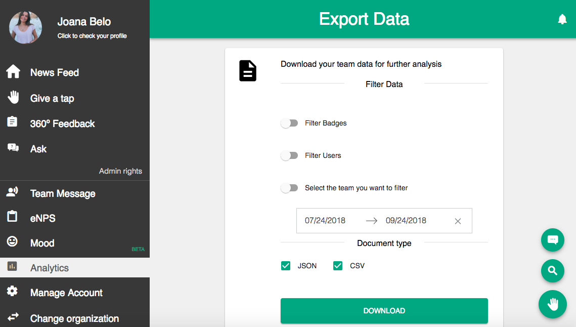 To export more data