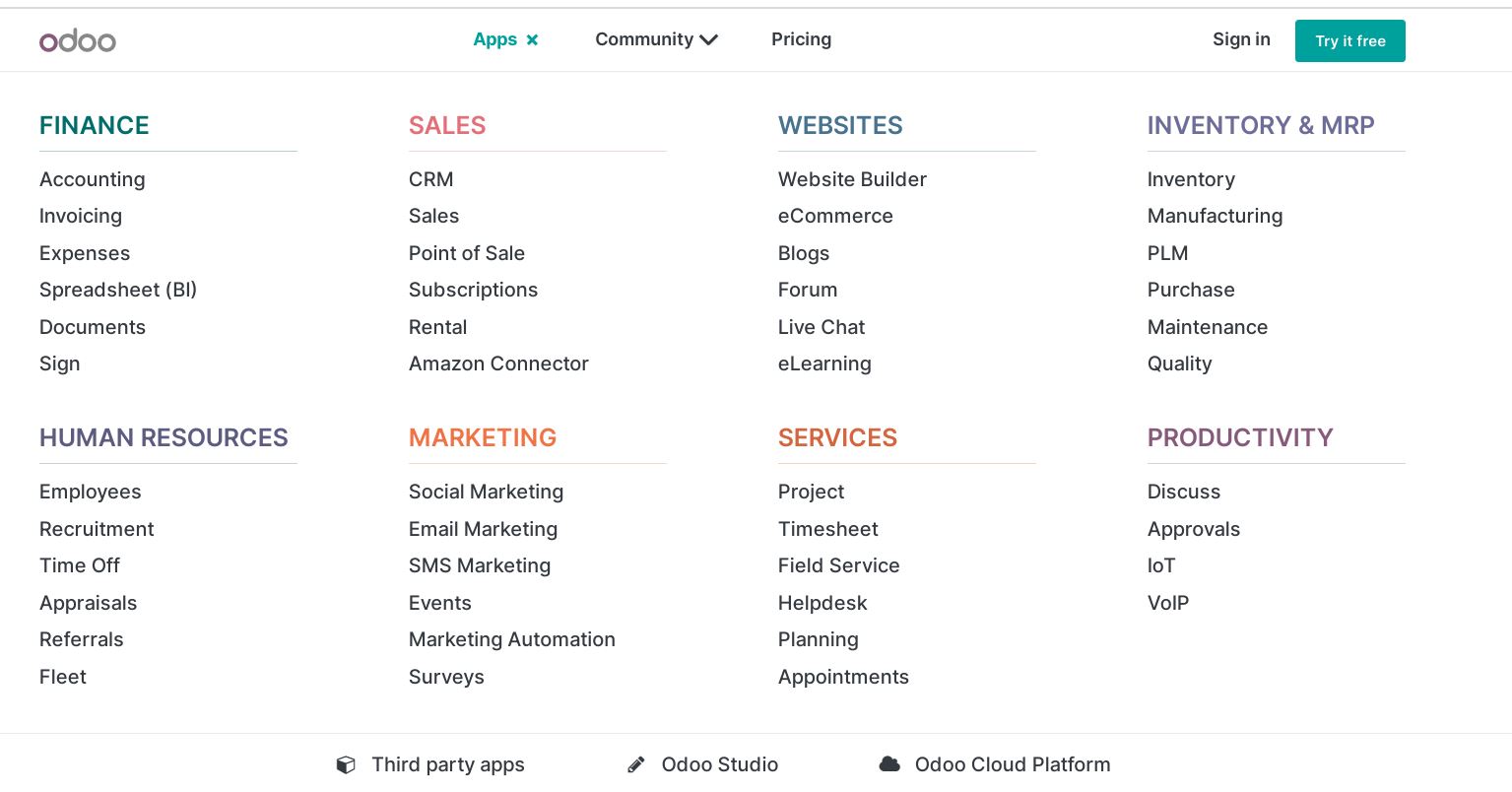 odoo product / service