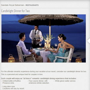 Candlelight Dinner at Honeymoon in Bahamas
