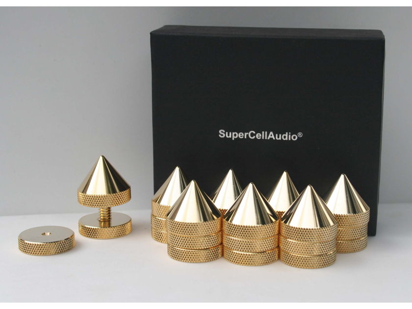 SuperCellAudio®  Audio Cones / Floor Spikes  Gold Plated, Set of 8 (FSB2G)