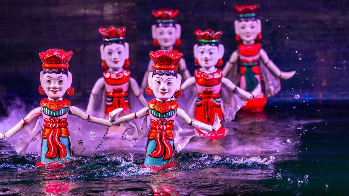 The puppets in water puppetry in Vietnam are crafted with intricate designs, showcasing the country's rich cultural and artistic heritage