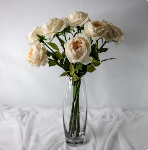 Blush Pink Real Touch David Austin Half Bloom Rose - Realistic Artificial Flowers (Box of 24 Stems) - Image 2