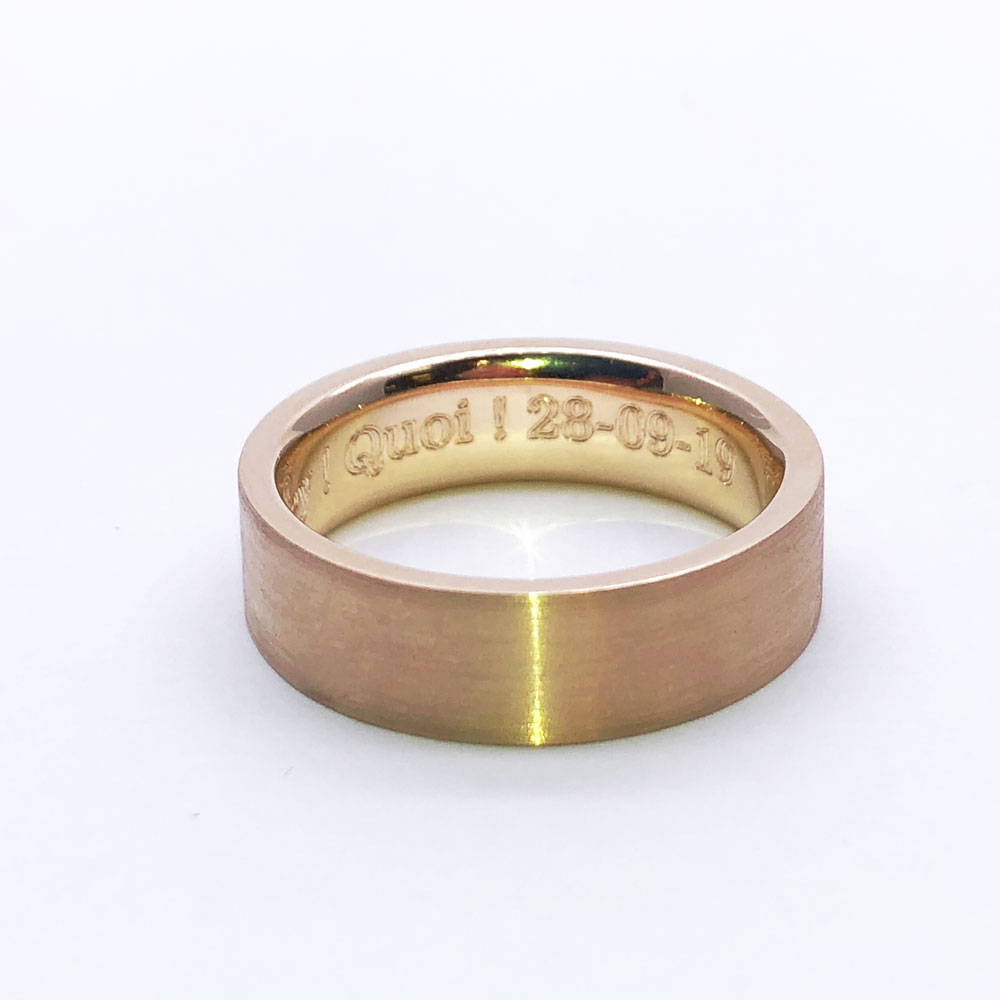 band for men brushed in pink gold with date engraving inside