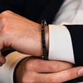 Men's Black Diamond Eternity bracelet on man's wrist