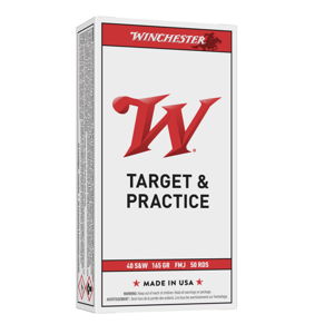.40 S&W. Any brand, fmj/training ammunition. 160-180 grain.