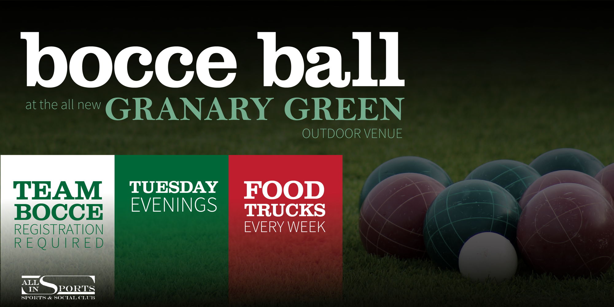 Register Now for Fall Bocce League at the Granary Green promotional image