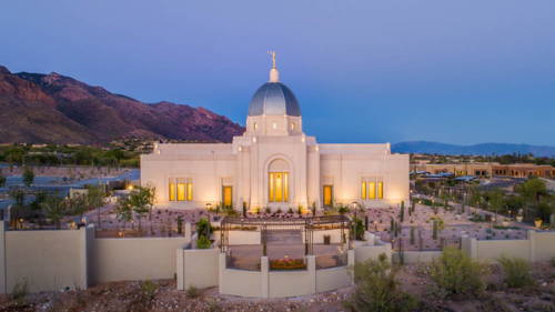 Aerial photo of the Tucson Temple and grounds.