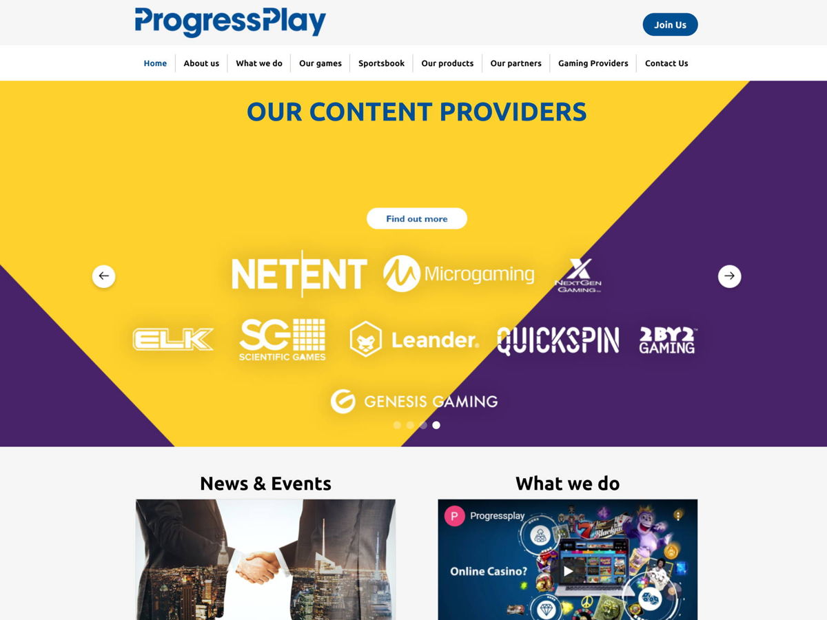 Screenshot of ProgressPlay, from the service websites collection.