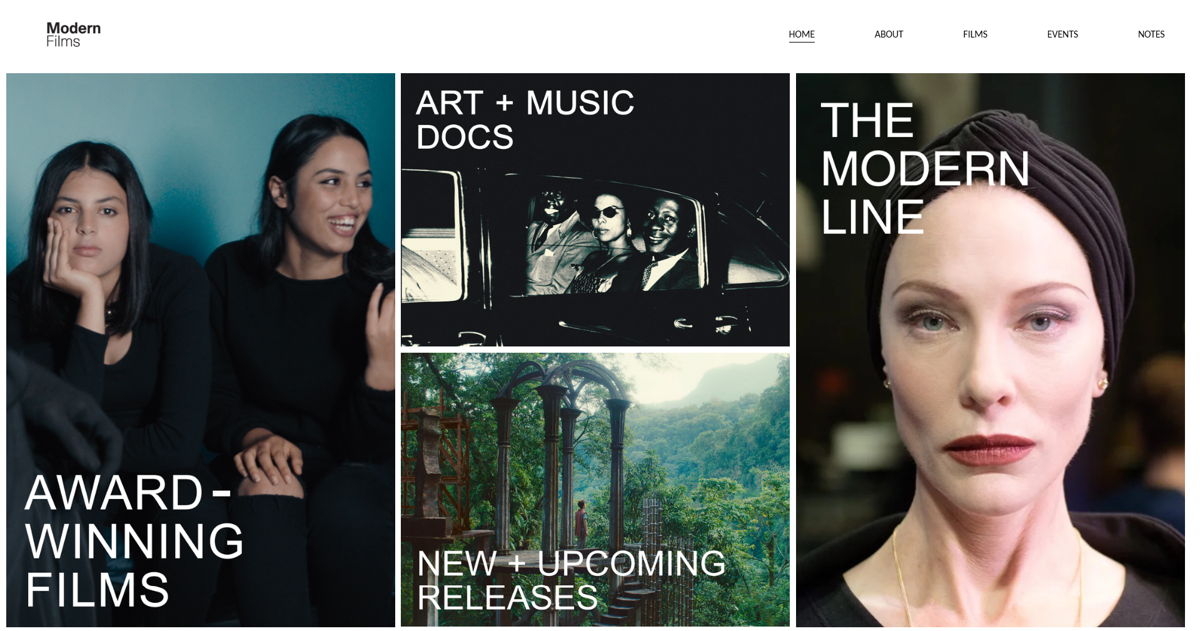 Screenshot of Modern Films, from the production company websites collection.