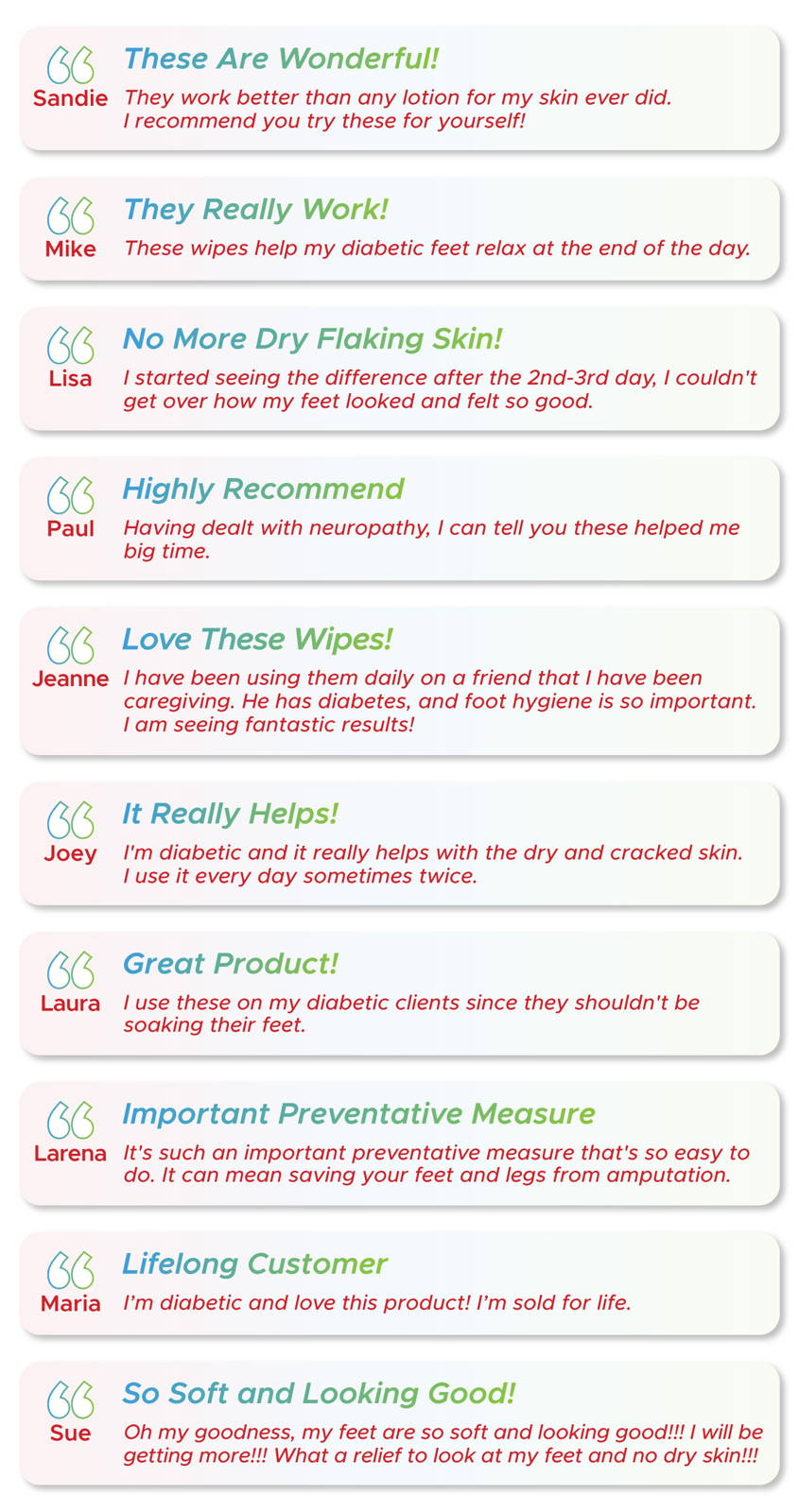Amazing feedback from happy customers using Diabetes Support Wipes.