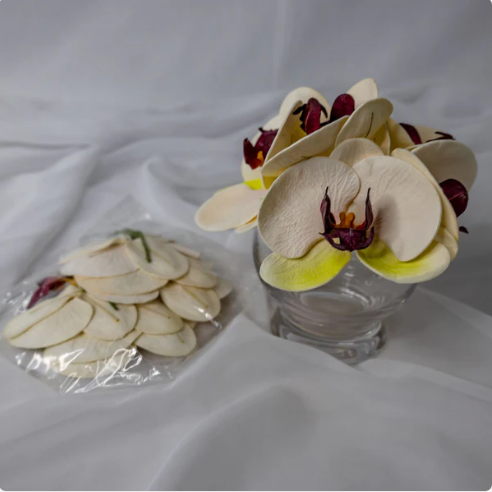 White, Pink and Green Phalaenopsis Flowerhead (6 Pack) - Realistic Artificial Flowers - Image 4