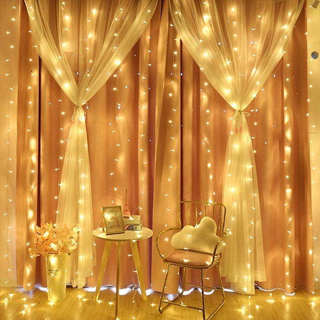 curtain fairy lights with led fairy lights - curtain lights with a remote control and 7 light effects