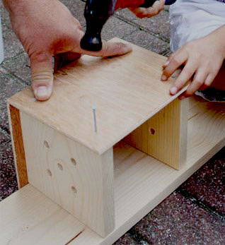 simple wooden birdbox homemade