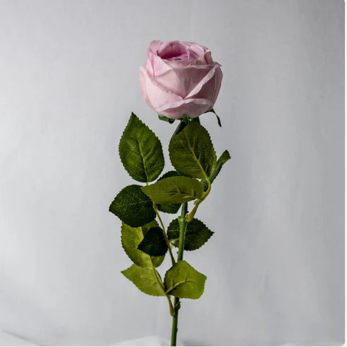 Vintage Lilac David Austin Real Touch Rose Open Bud - Realistic Artificial Flowers - Image 3