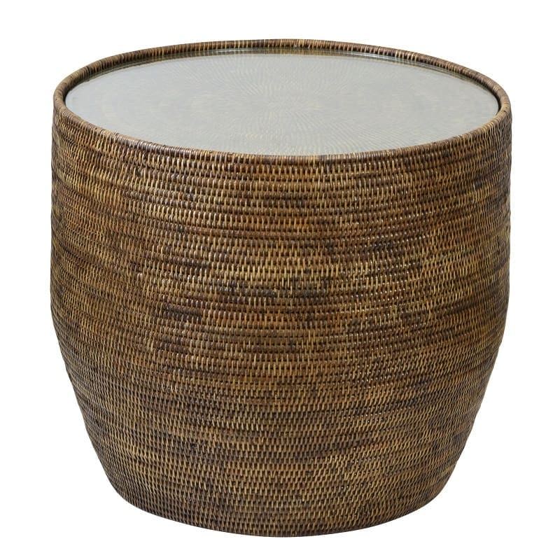 Plantation Side Table w/glass