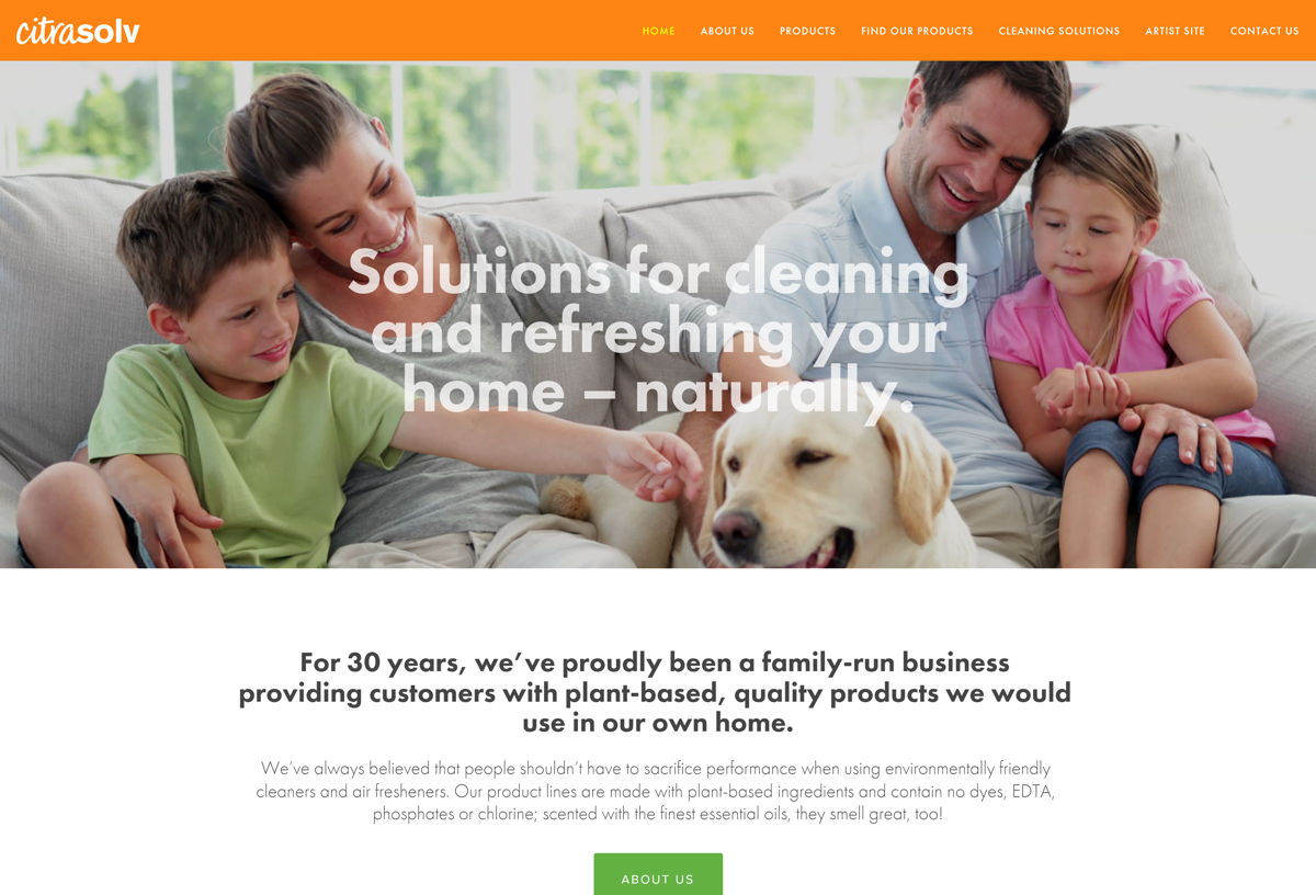 Screenshot of Citrasolv, from the squarespace websites  collection.